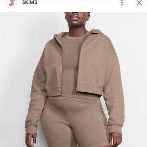 SKIMS Desert Tan 100% Cotton “The Zip Up Hoodie”